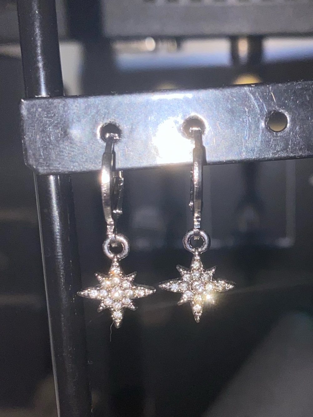 Silver Starburst Drop Earrings - Women Jewelry